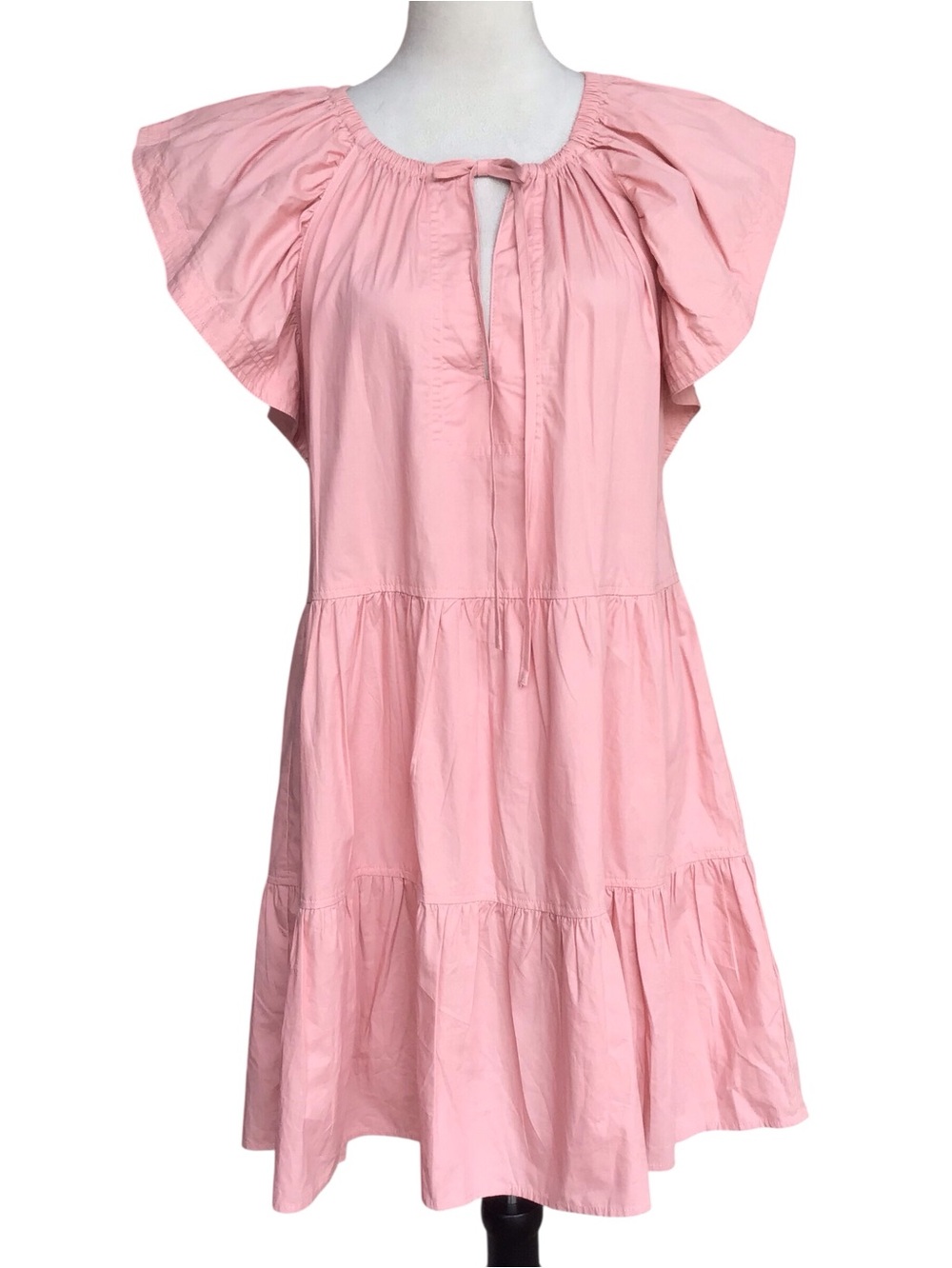 Pinch Peach Tiered Flutter Sleeve Babydoll Dress NEW
